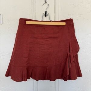 RW&CO. Rust Red Mini Skirt with Ruffle Hem